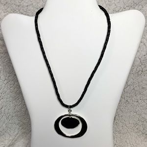 Tanya Creations TC Signed Matte silver-tone Etruscan Disc Dangle pendant